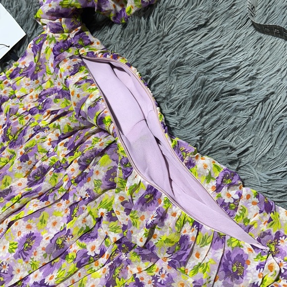 🥰🥰ZARA Floral Ruched Puff Sleeves Mini Dress🥰🥰 - Picture 14 of 16